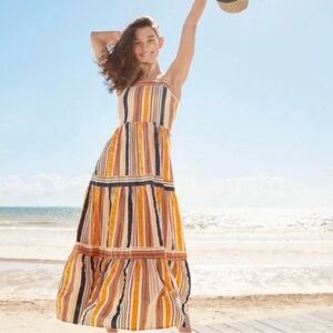 LOFT Orange Yellow Spaghetti Strap Sundress Resort Wear